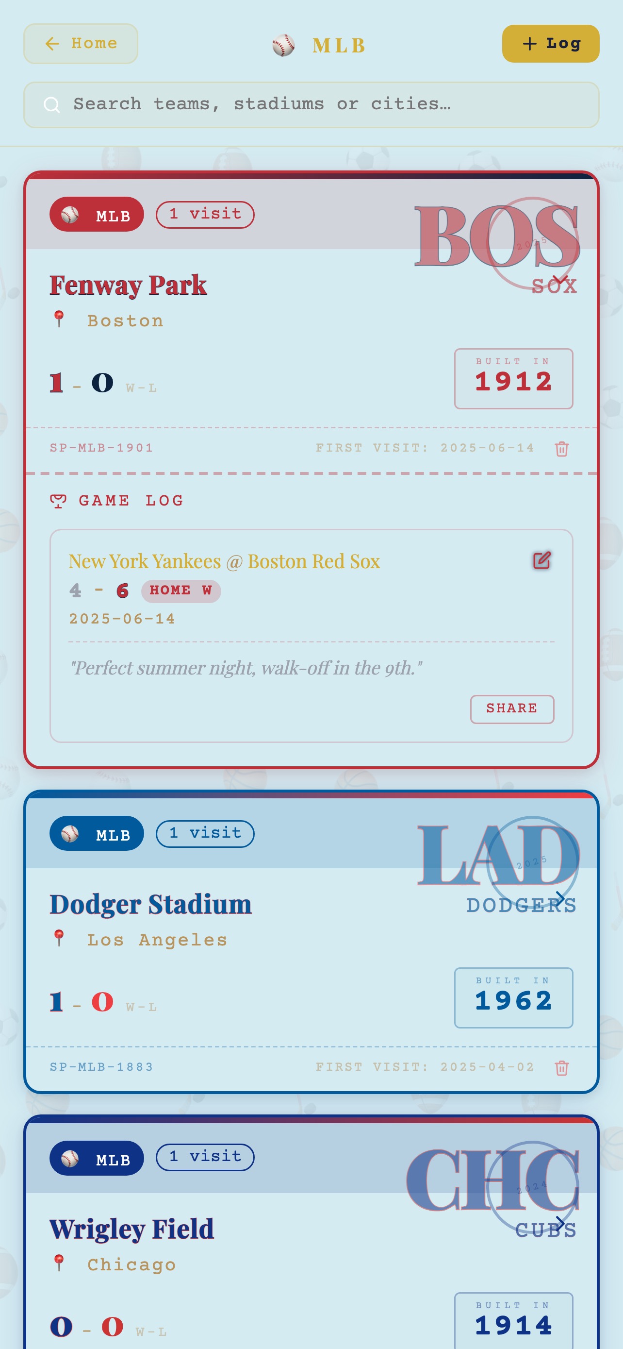 Visit log screenshot